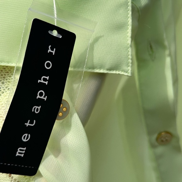 Metaphor Light Yellow Sheer & Lace Blouse Open Back Design Women’s Large NWT - Picture 5 of 16